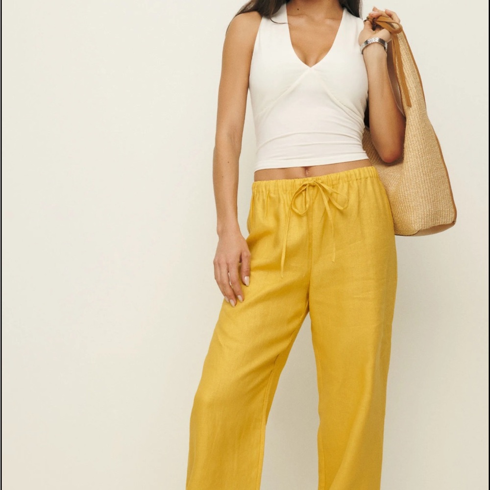 Reformation Olina Pant in Sunflower Yellow